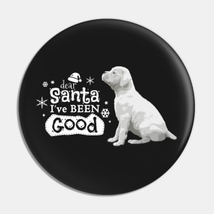 Santa I've Been Good, Christmas White Boxer Puppy Pin