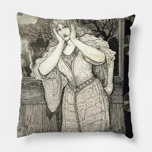 Lady and Knight 19th Century Pillow