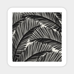 Modern Black Palm Leaf Tropical Pattern Magnet