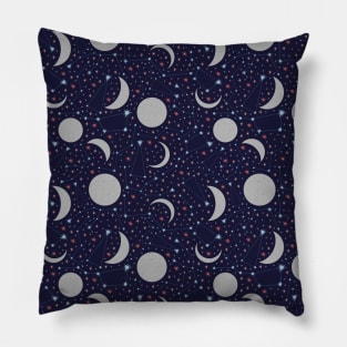 Half-moon with multicolored stars and constellation Pillow