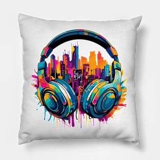 Headphone Music Non Stop Fun Urbain City Life Pillow