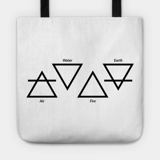 Air Fire Water Earth Four Elements Greek Triangle Symbols Air Fire Water Earth Tragetasche Teepublic De Like fire itself, fire signs tend to be passionate, dynamic, and temperamental. teepublic