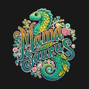 Mamma Saurus - Floral Dinosaur Delight T-Shirt