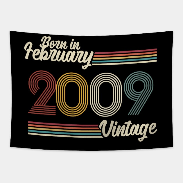 Vintage Born in February 2009 Tapestry by Jokowow