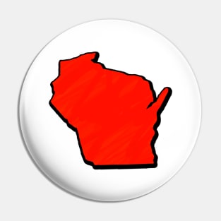 Bright Red Wisconsin Outline Pin