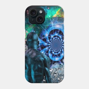 Cyborg in surreal space Phone Case