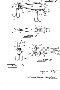 Fishing Lure Vintage Patent Hand Drawing Magnet