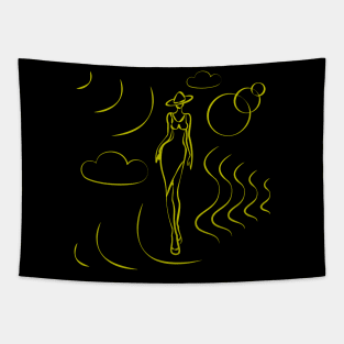 dancing girl with moon and stars Tapestry