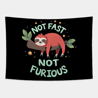 Not Fast Not Furious Funny Tree Sloth Design Tapestry