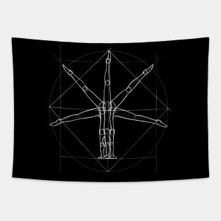 Vitruvian Man Style Acrobatics Handstand Tapestry