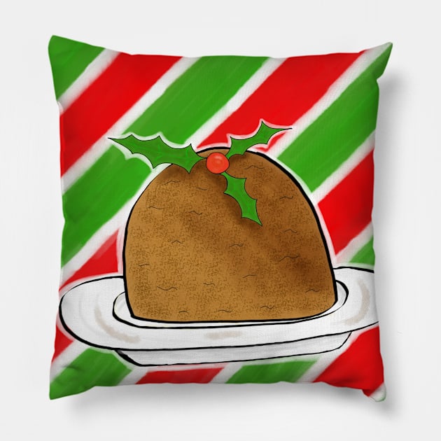 a very merry christmas pudding Pillow by Charlotsart