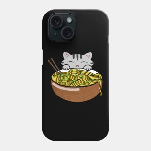 Cute cat eating ramen noodles Phone Case