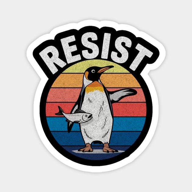 funny-penguin-resist-retro-design Magnet by ArtistTee ⭐⭐⭐⭐⭐