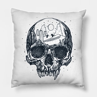 Space Skull Desert Esoteric Cosmos Pillow