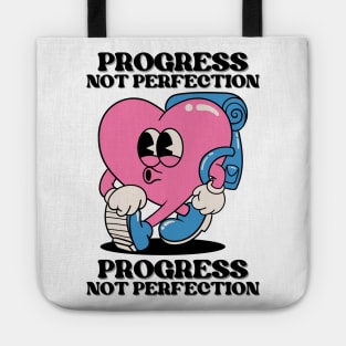 Progress, Not Perfection. Motivational and Inspirational Quotes, Inspirational quotes for work, Colorful, Vintage Retro Tote