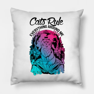 Black Dual Color Cats Rule Everything Around Me Pillow