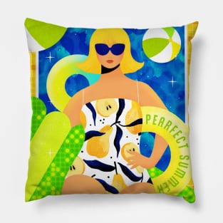 Pool party with the pearfect summer girl Pillow