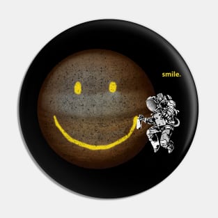 Big smiley face on the moon tagged by Spaceman Pin