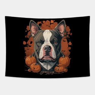 American Bulldog Pumpkin Halloween Costume Tapestry