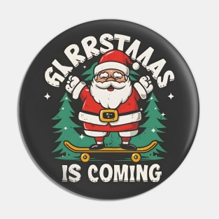 Santa on skateboard Pin