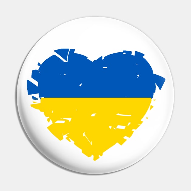 The Broken Heart of  Ukraine - Ukraine Flag Colors Pin by iskybibblle