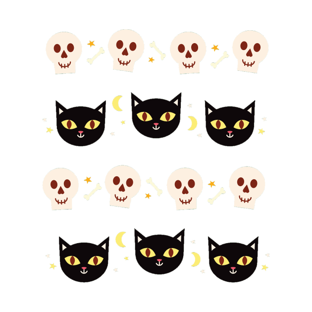 Cat and skull by SkyisBright