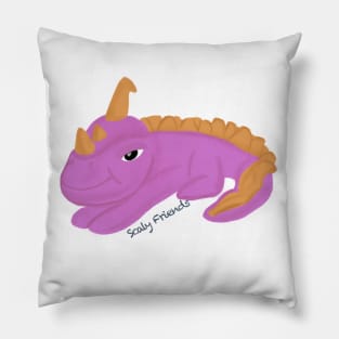 Pattrick the pink Dino - The Scaly Friend's Collection Artwort By TheBlinkinBean Pillow