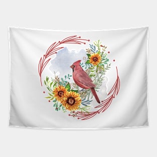 Sunflowers Cardinal Birds Tapestry