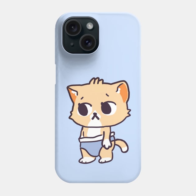 Orange Cat wearing Diaper Phone Case by FlippinTurtles