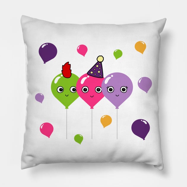 Balloon Party Pillow by bluevolcanoshop@gmail.com