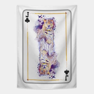 Leopard Head Jack Of Clubs Playing Card Tapestry