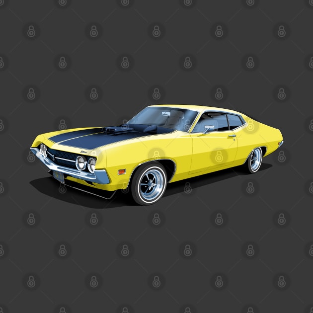 1970 Ford Torino Cobra Jet in grabber yellow by candcretro