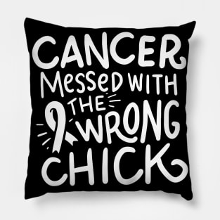 Lung Cancer Survivor Chemo Motivation White Ribbon Pillow