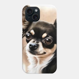 Black and White Chihuahua Watercolor Style Portrait Phone Case