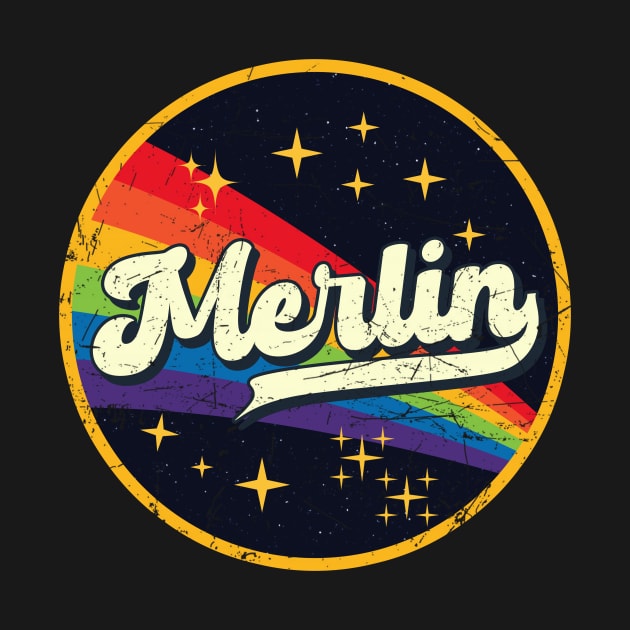 Merlin // Rainbow In Space Vintage Grunge-Style by LMW Art