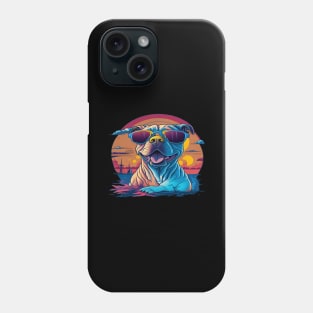 pitbull dog with sunglasses Phone Case