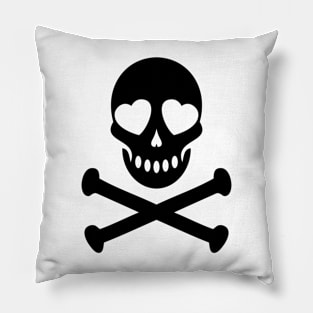 Of Vizions Heart Eyes Skull and Crossbones ORIGINAL Pillow