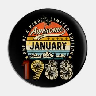 Awesome Since January 1988 Vintage 35th Birthday Pin