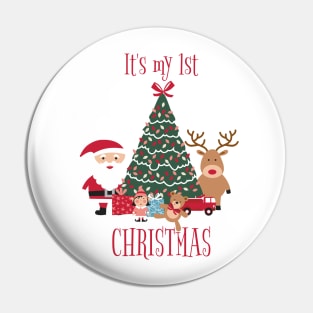 It’s My First Christmas Tree Santa and Reindeer Pin