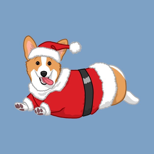 Cute Tan Corgi in Santa Christmas Costume by csforest