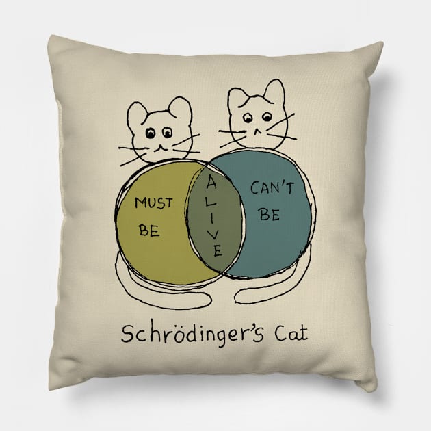 Schrodinger's cat funny physics joke Pillow by HAVE SOME FUN