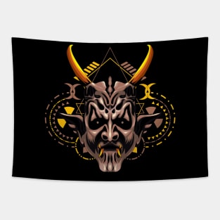 satan head mask Tapestry