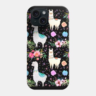 Llama pattern-black version 2 Phone Case