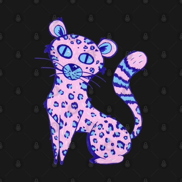 Pink Jungle Leopard Cat in Acrylic (no background) by narwhalwall