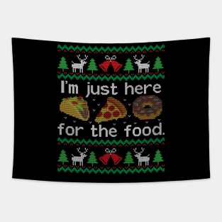 Ugly Christmas Sweater Just here for the Food Tapestry