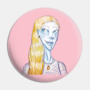 Blue Skinned Woman with Blonde Hair Pin