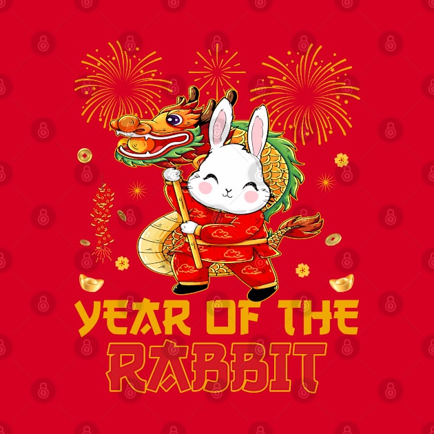 Chinese New Year 2023 Dabbing Rabbit Fireworks New Year Eve by Sandra Holloman