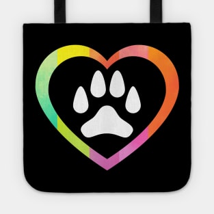 dog paw in heart Tote