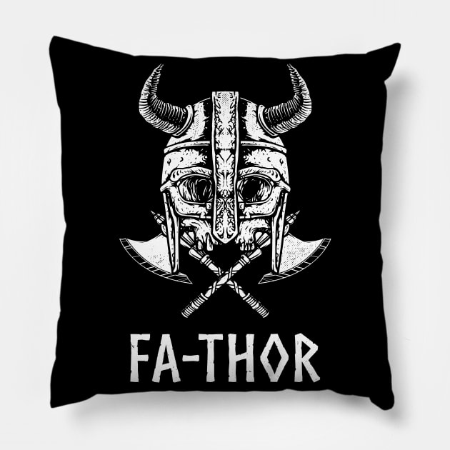 Fa-Thor Nordic Viking Skull Father Papa Dad Pillow by Foxxy Merch