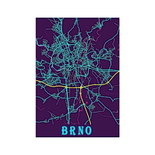 Brno Neon City Map, Brno Minimalist City Map Art Print T-Shirt